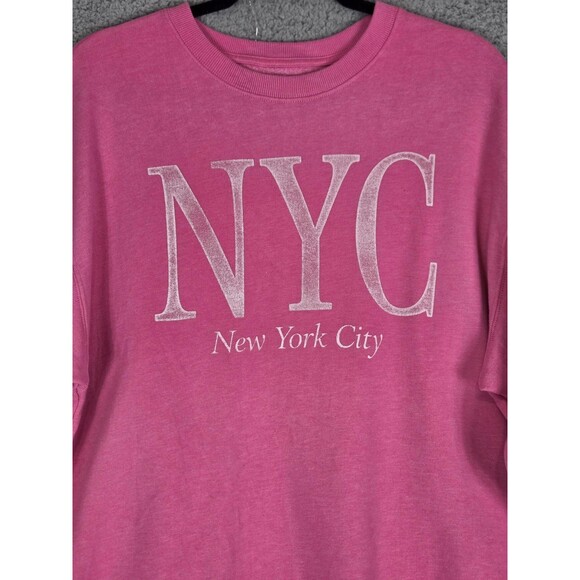 Hollister Sweatshirt Womens S Pink NYC Graphic Crewneck Logo Grunge City Girl - Picture 2 of 7
